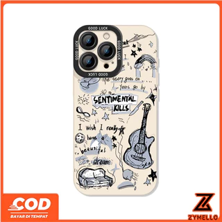 สําหรับ OPPO Reno 16F Reno 15F Reno14F Reno14 Pro Reno 13F Reno12 F Reno 11F Reno10 Reno8Z Reno7Z Reno8T Reno5 Reno4 Reno6z มีสไตล์สีดํา Graffiti กีตาร์กันกระแทก TPU เคสโทรศัพท์