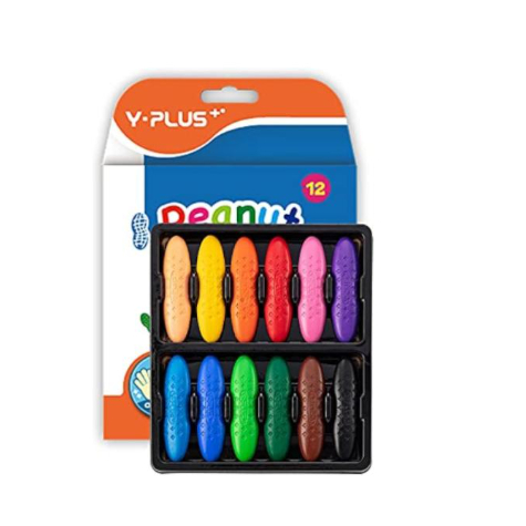 YPLUS ดินสอสีถั่วลิสงสำหรับเด็ก ล้างได้ 12 สี ปลอดสารพิษ วาดง่าย เหมาะวัย 2-4/1-3/4-8