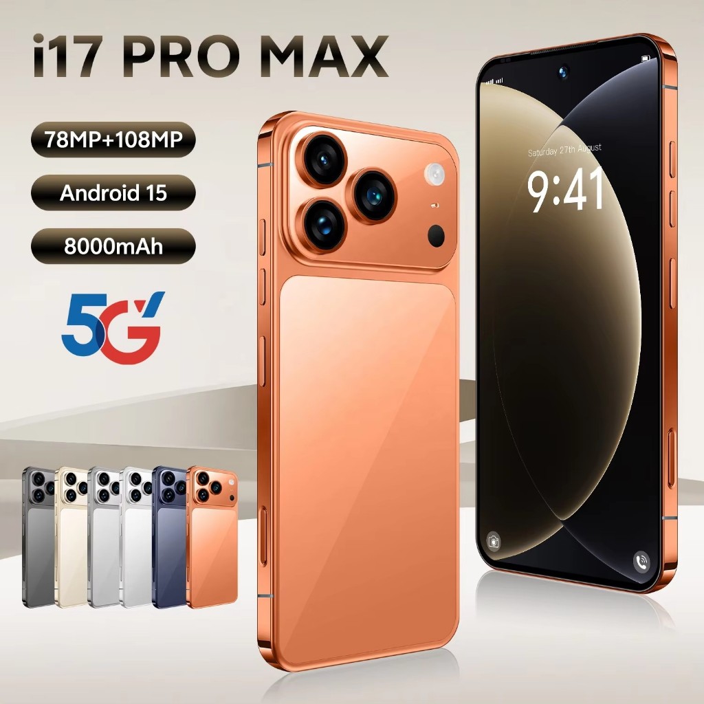 I17 Pro Max 5G สมาร์ทโฟน 108MP สามกล้อง 16GB + 1TB 8000mAh Global Edition