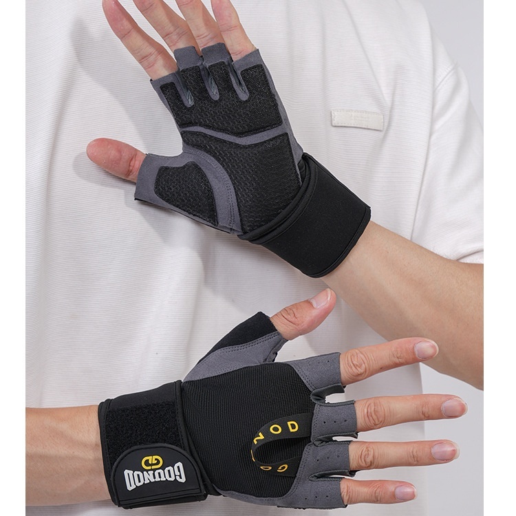 ถุงมือฟิตเนสครึ่งนิ้วและสายรัดข้อมือ สำหรับยกน้ำหนัก อุปกรณ์เสริมการฝึกฝนที่ดีเยี่ยม - รูปที่ 5