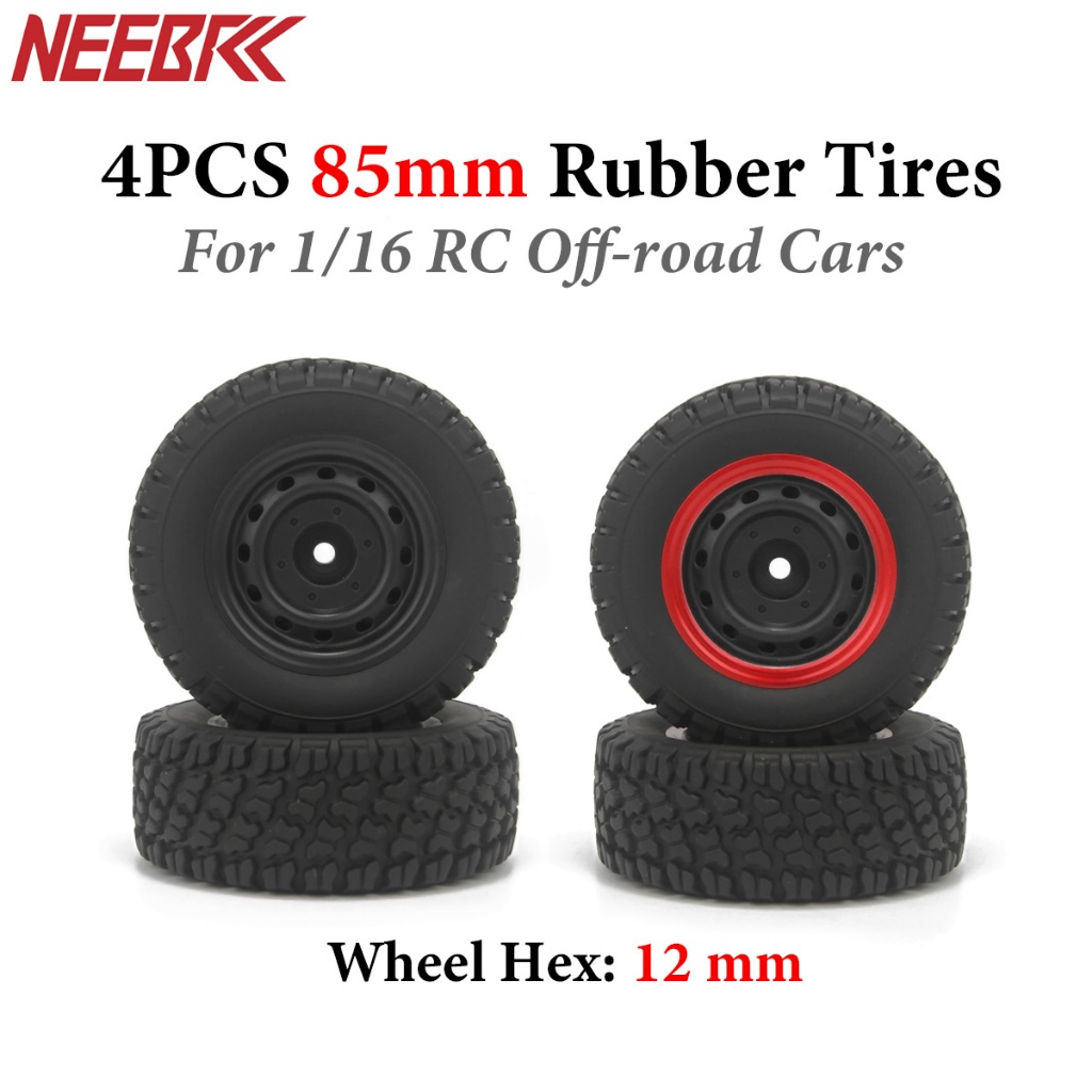 4PCS NEEBRC 85 มม.Skidproof ยางล้อยาง Strong Buffering 12 มม.Hex สําหรับ 1/16 RC Off-Road RC รถ Buggy รถบรรทุก Tyres