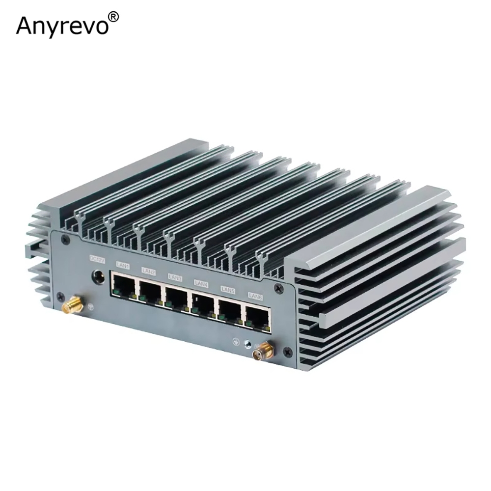 Quad Core Firewall Mini PC 12th Gen Intel N150 2.5G Soft Router 6x i226-V LAN COM อุตสาหกรรม Fanless