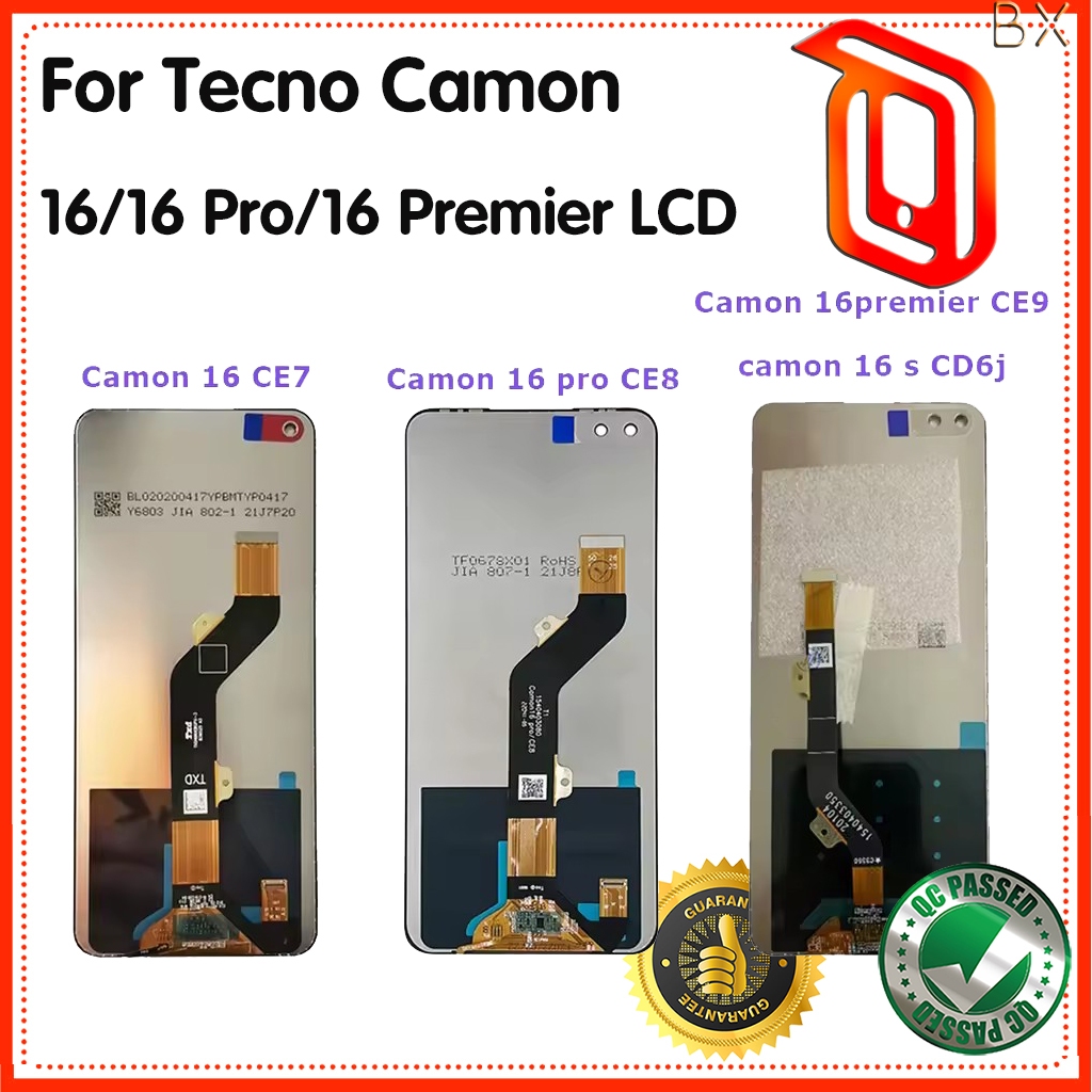 สําหรับ Tecno camon 16 s pro premier CE7 CE8 CE9 CD6J จอแสดงผล LCD Assembly