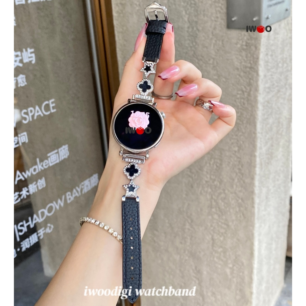 สําหรับ garmin venu 4 41 มม./venu 3s/2s/vivoactive 6/5/Forerunner165/265S/255s สุภาพสตรีสายหนัง