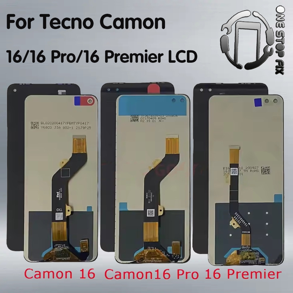สําหรับ Tecno camon 16 s pro premier CE7 CE8 CE9 CD6J LCD Complete Glass Digitizer เปลี่ยน