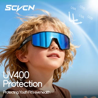 SCVCN แว่นกันแดดปั่นจักรยานแบบโฟโตโครมิกเหมาะสําหรับเด็กอายุ 5-10 ปีแว่นตาเด็กกลางแจ้งดวงอาทิตย์แว่นตาเด็กคลาสสิก