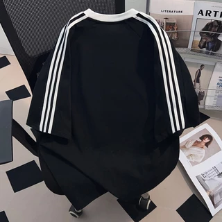 【พร้อมส่ง】🔥BCKR ลายสามแถบ สไตล์มินิมอล ผ้านุ่มสบาย เสื้อผญ เสื้🖤ชุดหน้าร้อน oversize คอกลม เสื้อ