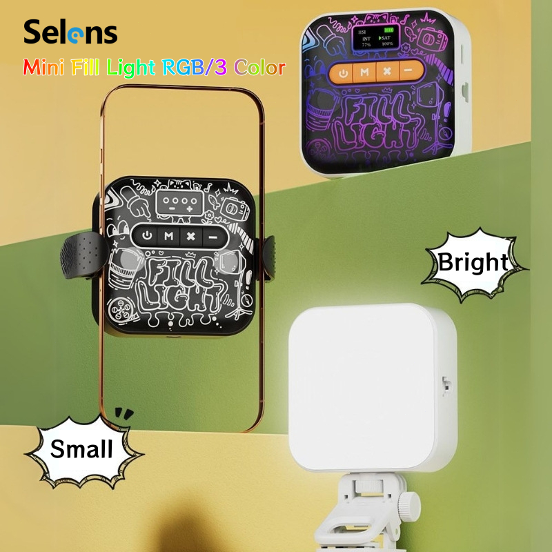 Selens Mini Fill Light Pocket RGB Light Beauty Light หรี่แสงได้สําหรับ Vlog กล้องวิดีโอโทรศัพท์