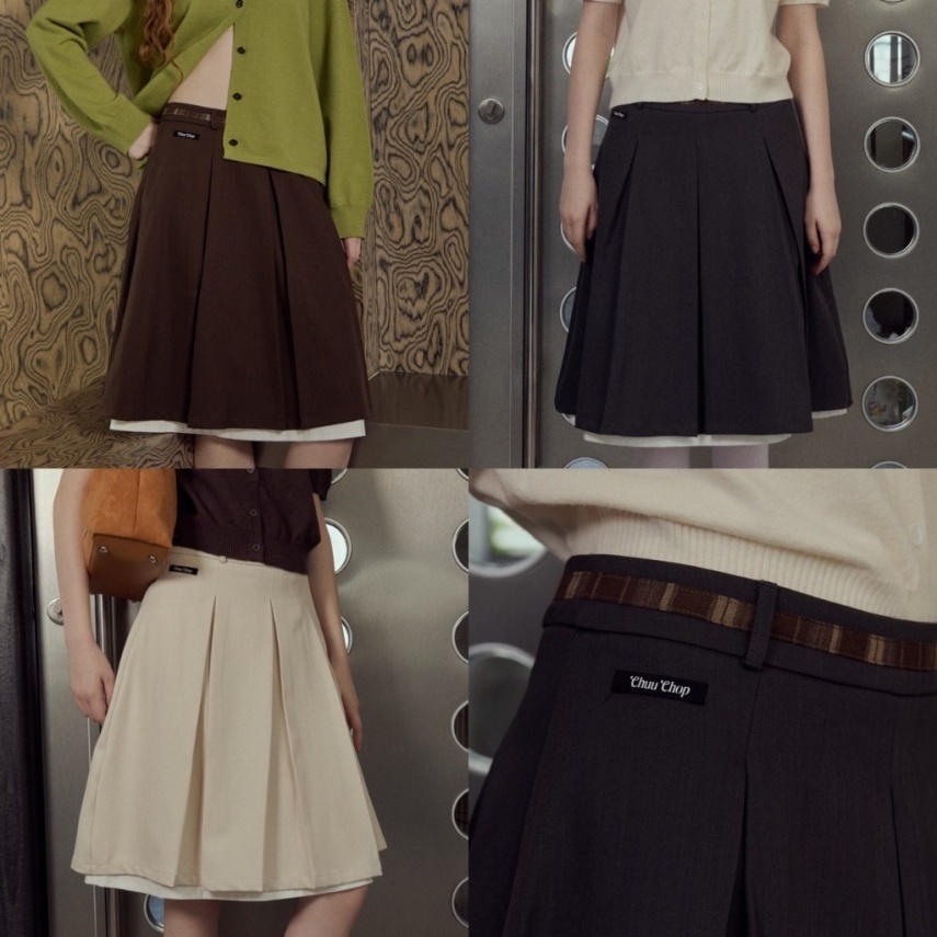 Thesummernade (S-XL) Jolyn skirt กระโปรงจีบเอวต่ำ สไตล์วินเทจ TS21
