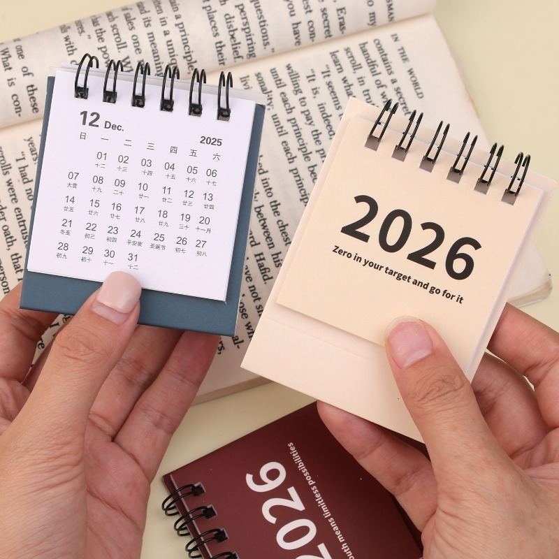 2026 ปฏิทินมินิมินิมอล-การ์ตูนพลิก ปฏิทินตั้งโต๊ะ-หนังสือกําหนดรายเดือนรายวัน-ที่จะทํารายการหนังสือ สมุดบันทึก-ยืนขดลวดพลิกกว่าปฏิทิน-เครื่องประดับเดส - รูปที่ 3