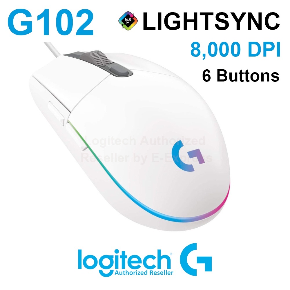Logitech G102 LightSync Gaming Mouse เมาส์เกมมิ่งของแท้สีขาว