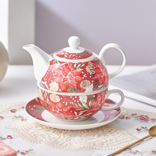 MBB กาน้ำชาเซรามิกสีแดง 2ใน1 ถ้วย+จานรอง | สำหรับสำนักงาน & …