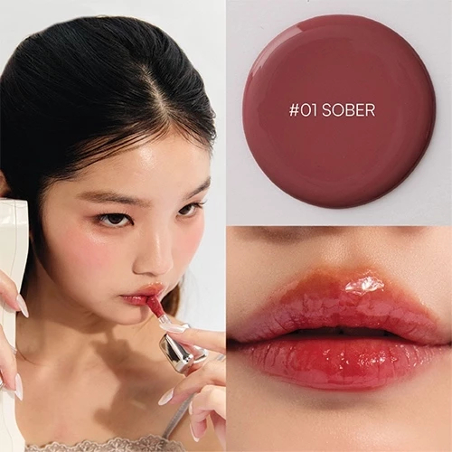 (ซื้อ 3 plus 1)Madsander Dewy Glow Lip Tint 4g-01 SOBER-A low-key