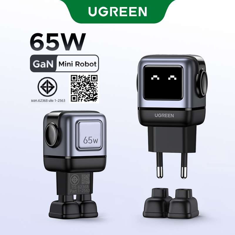 Ugreen Uno 30W RoboGaN Charger USB C Mini Robot Nexode GaN Fast Charger สําหรับ iPhone 16 Pro Max 15