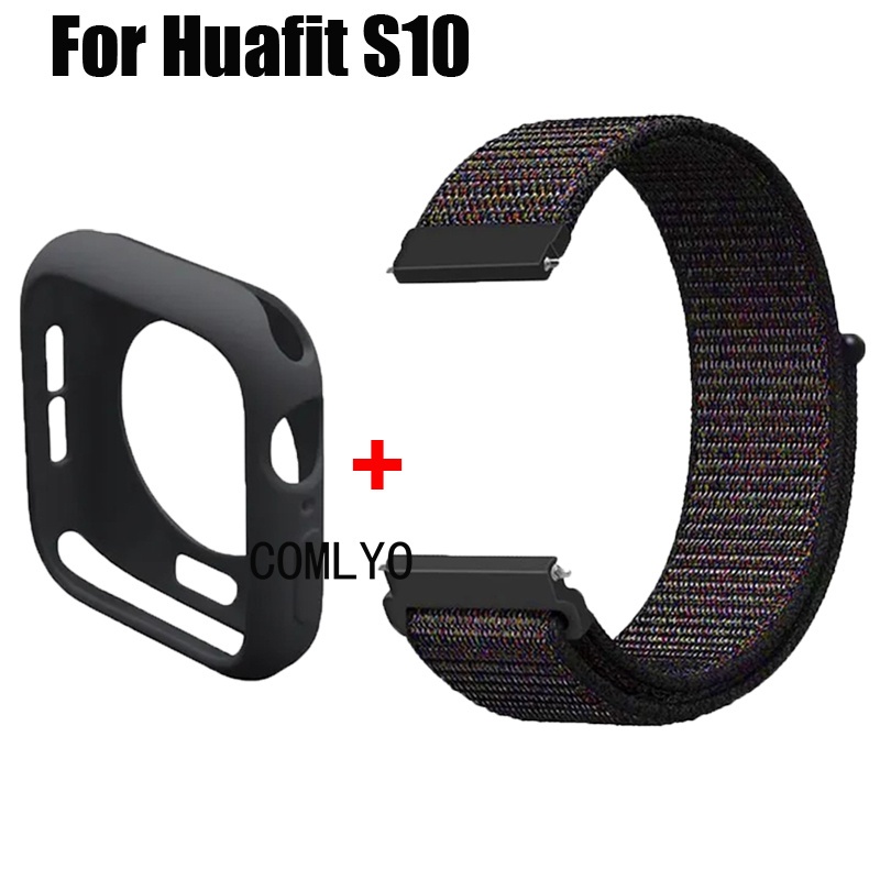 สําหรับ Huafit S10 กรณีสมาร์ทนาฬิกาฝาครอบกันชนป้องกัน Band สายรัดข้อมือไนลอนป้องกันหน้าจอฟิล์ม