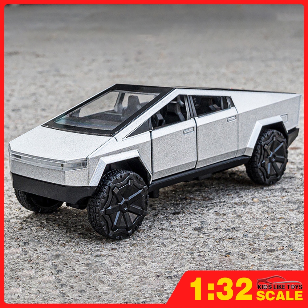 KLT 1:32 Tesla Cybertruck โมเดลรถเหล็กรถโลหะผสมของเล่นของขวัญสําหรับเด็กเด็กผู้หญิง