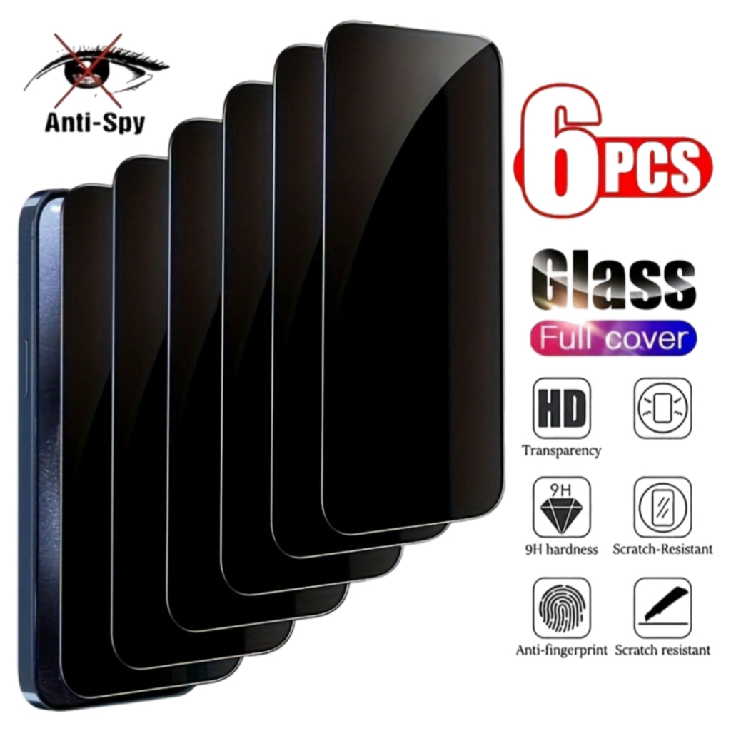 6 ชิ้นความเป็นส่วนตัว Anti-Spy กระจกนิรภัยสําหรับ iPhone 17Pro max 16 15 14 13 12 11/Air/Plus/SE | 9