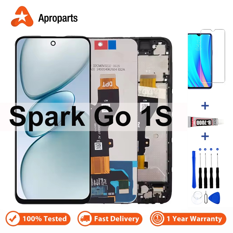 ทดสอบ 100% สําหรับ Tecno Spark Go 1S KL4h LCD พร้อมหน้าจอสัมผัส Digitizer Assembly Replacement