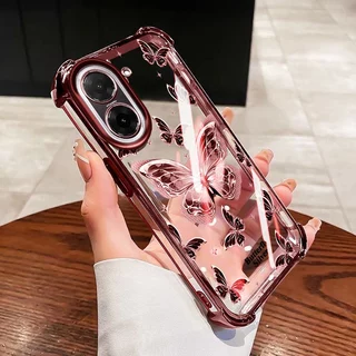YBDปลอกสําหรับRedmi A7 Pro A5 Turbo 4 Pro Xiaomi POCO F7 POCO C71 C85X C81 Pro Gildedผีเสื้อหมีไฟฟ้าAnti drop soft shell