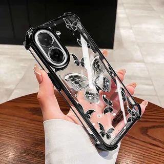 YBDปลอกสําหรับRedmi A7 Pro A5 Turbo 4 Pro Xiaomi POCO F7 POCO C71 C85X C81 Pro Gildedผีเสื้อหมีไฟฟ้าAnti drop soft shell