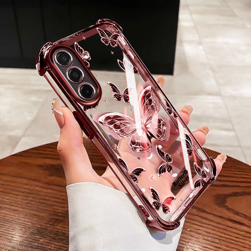 SAMSUNG YBDปลอกสําหรับSamsung Galaxy A56 A36 A26 A34 A35 A54 A55 A24 A25 A37 A57 A27 5G Gildedผีเสื้อหมีไฟฟ้าAnti drop soft shell