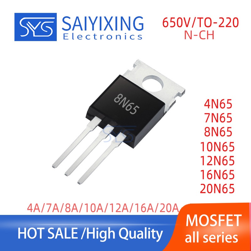 10PCS TO-220 4N65 7N65 8N65 10N65 12N65 16N65 20N65 MOSFET Crystallized Sealing