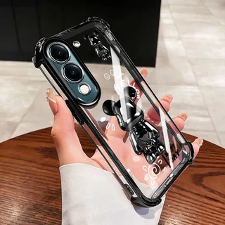 YBDปลอกสําหรับVivo Y31 5G Y21D 4G Y19S Y29 5G Y04 Y29S Y19E Y29 T4X 5G Gildedผีเสื้อหมีชุบไฟฟ้าAnti drop soft shell