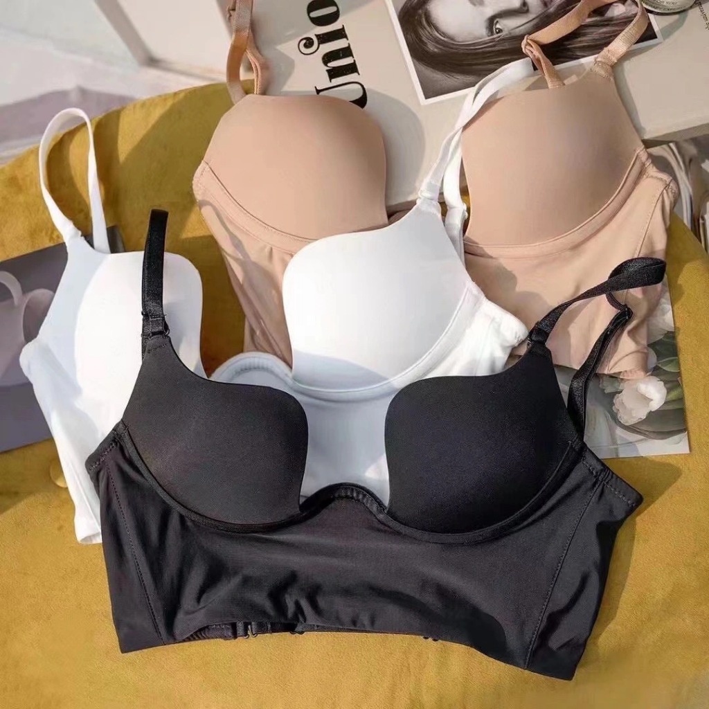 umi🔥สินค้าใหม่🔥เสื้อชั้นในสตรี ทรงถ้วยรูปตัว U มีโครงเหล็กนุ่ม ช่วยดันทรงและเพิ่มขนาด ลดขนาดหน้าอกด้านข้าง ดีไซน์เปิดหลังสุดเซ็กซี่ สวมใส่ได้ 3 แบบ