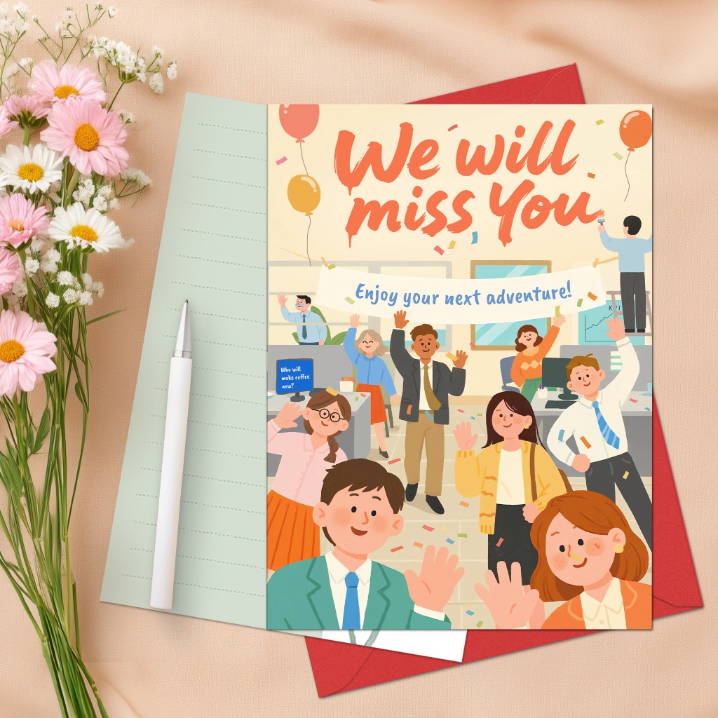 เราจะพลาด You Farewell Card Soft Pastel Goodbye Card ของขวัญการเดินทางใหม่สําหรับเพื่อนหรือเพื่อน