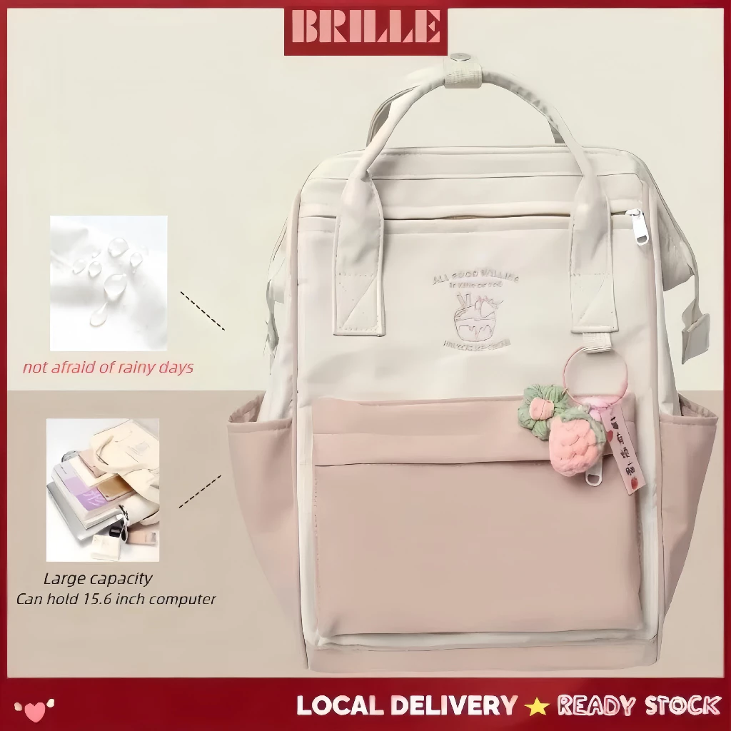 [Splash-Resistant] กระเป๋าเป้สะพายหลังความจุขนาดใหญ่สาวน่ารัก Campus Travel Backpack