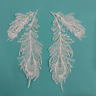 อุปกรณ์ตกแต่งชุดแต่งงาน 1 คู่ สีขาว ลายปักลูกไม้และดอกไม้_patch สำหรับทำมือและประดับตกแต่ง