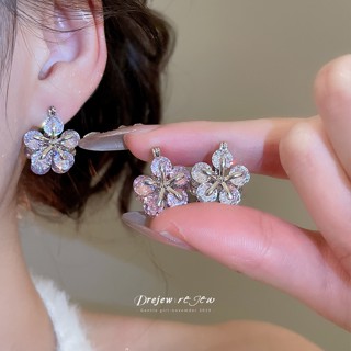 Dreejew ต่างหูดอกไม้คริสตัล สีสันหลากหลาย เพอร์เฟคสำหรับเครื…