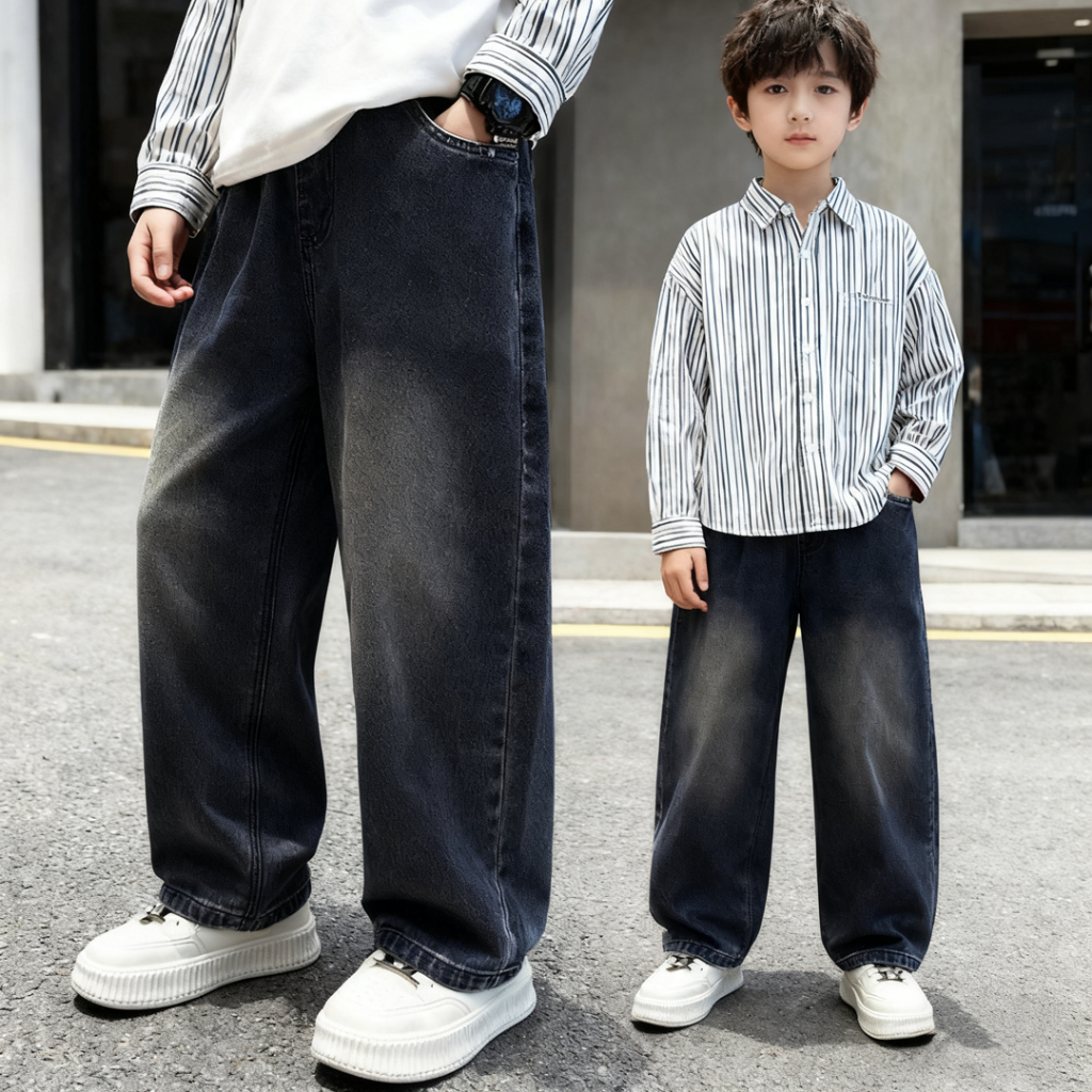 กางเกงยีนส์สำหรับเด็กผู้ชาย รุ่นใหม่ ผลิตจากผ้ายีนส์คุณภาพดี เลือกได้ทั้งสีเข้มและสีอ่อน ดีไซน์กว้างสบายพร้อมลายพิมพ์แฟชั่น ใส่สบาย เหมาะสำหรับเด็กผู้ชายใส่ในทุกๆ วัน - รูปที่ 4