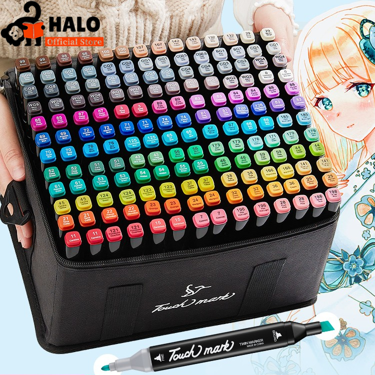 ชุดระบายสีมาร์กเกอร์แอลกอฮอล์ 12-168 สี ปากกาสี ปากกาเมจิก ปากกาวาดรูป ชุดระบายสี 2 หัว สำหรับวาดรูป ปากกาเน้นข้อความ 2 หัว ปากกาเน้นข้อความสี
