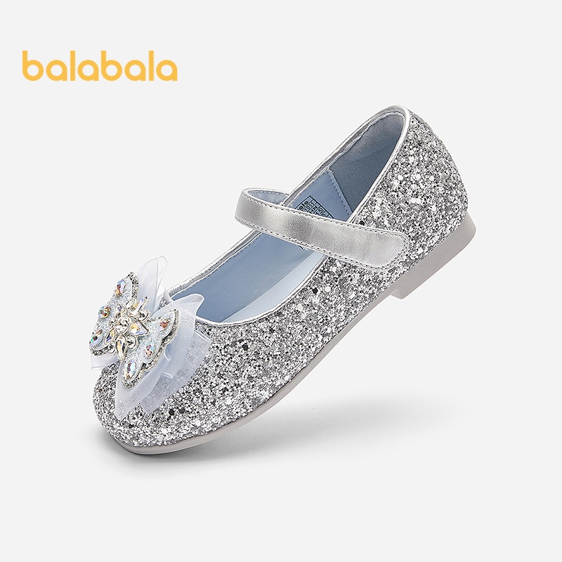 Balabala รองเท้าสไตล์เจ้าหญิงBowknot สำหรับเด็กสาว หนังคุณภาพดี รองเท้าส้นเตารีด
