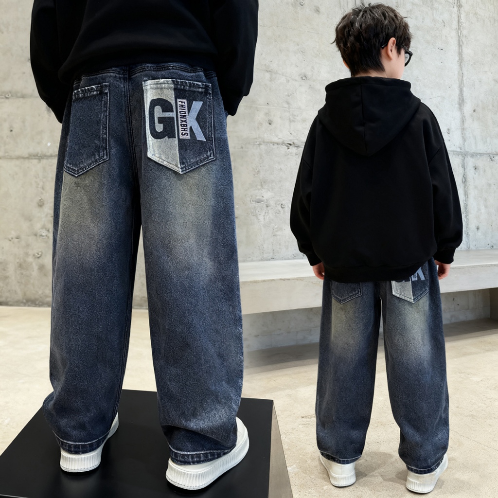 กางเกงยีนส์สำหรับเด็กผู้ชาย รุ่นใหม่ ผลิตจากผ้ายีนส์คุณภาพดี เลือกได้ทั้งสีเข้มและสีอ่อน ดีไซน์กว้างสบายพร้อมลายพิมพ์แฟชั่น ใส่สบาย เหมาะสำหรับเด็กผู้ชายใส่ในทุกๆ วัน - รูปที่ 5