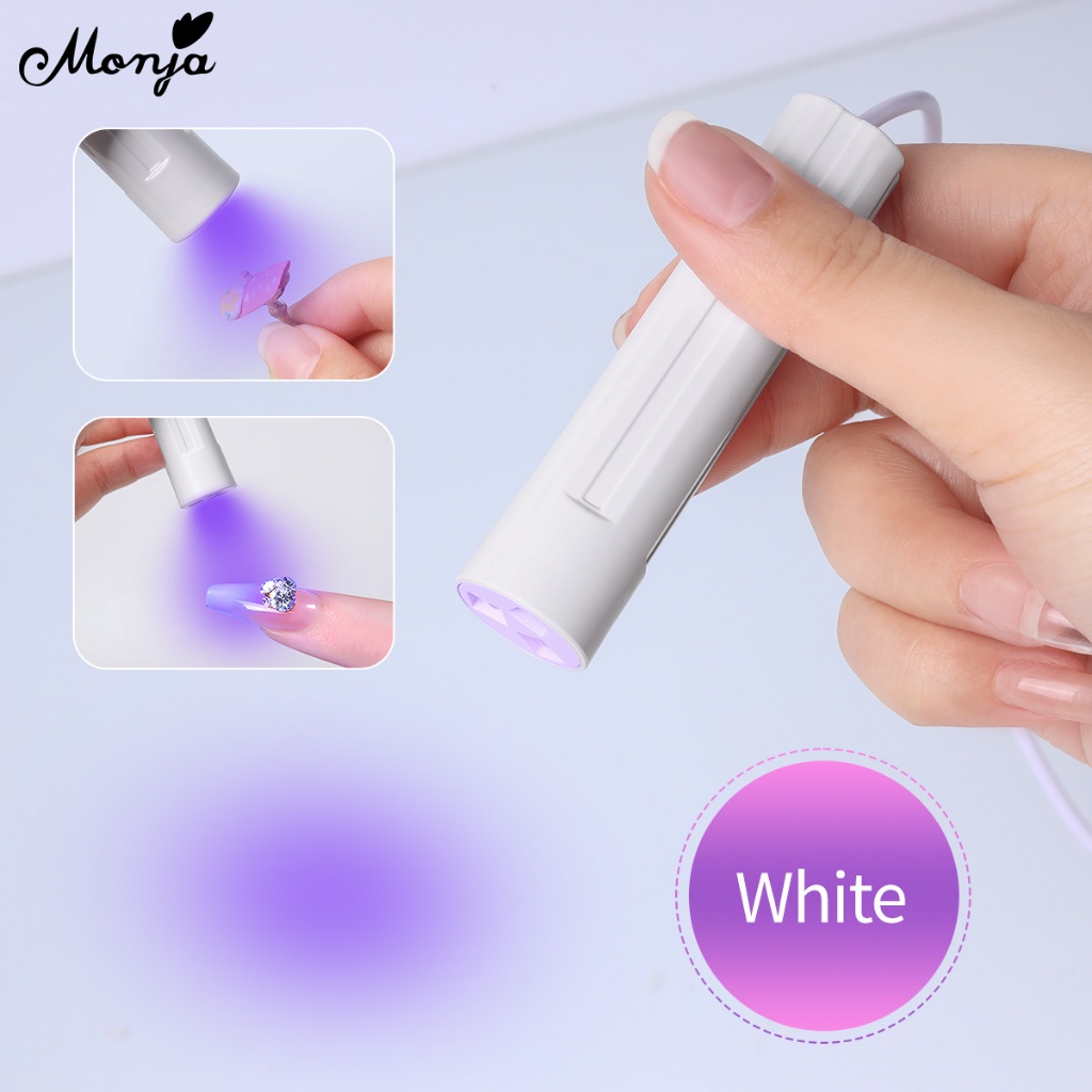 Monja เครื่องเป่าเล็บโคมไฟ Mini Handheld UV เจลโปแลนด์กาวกาว Curing ไฟ Led แห้งเร็วไฟฉาย lamp dryer