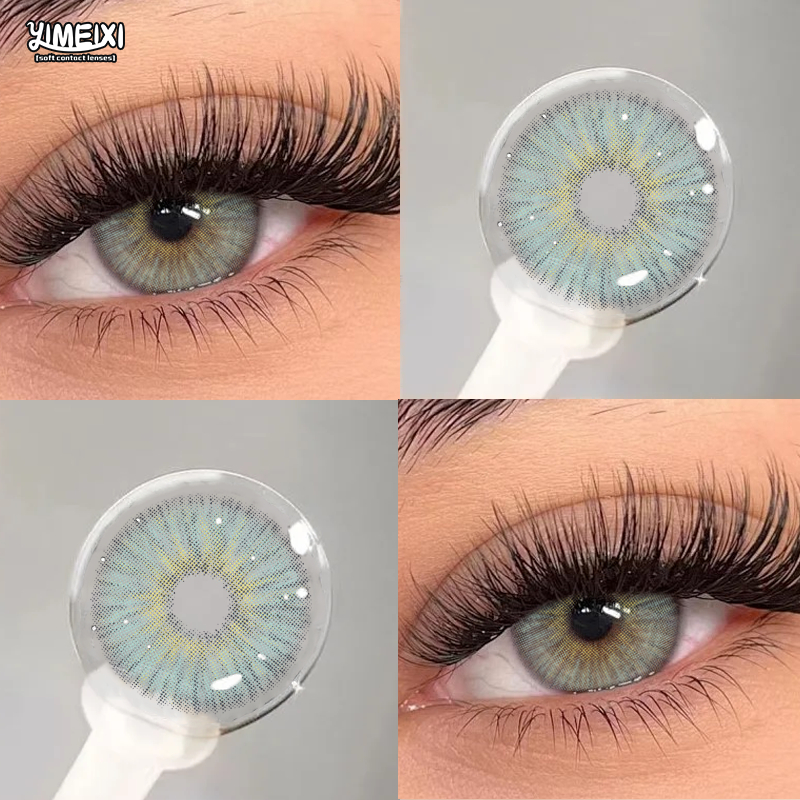 YIMEIXI Angel N Ice สีเทาคอนแทคเลนส์ 14.2 มม.ธรรมชาติ Eye เครื่องสําอางรายปีใช้ Hydrogel Soft Lens
