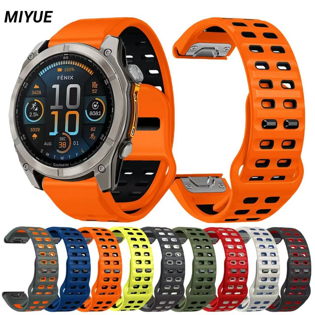 สําหรับ Garmin Fenix E/8/7X/6X/Tactix8 สายนาฬิกา Forerunner 970/965/955/265 สองสีซิลิโคน Quick Relea
