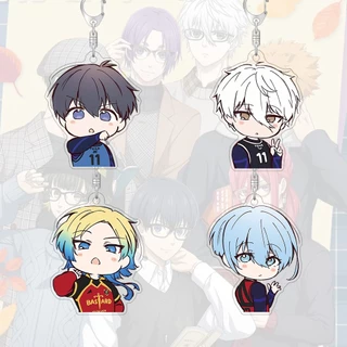 พวงกุญแจอะคริลิคสีฟ้าล็อคการ์ตูนน่ารักกระเป๋าตกแต่งของขวัญการ์ตูนน่ารักแหวนกุญแจ
