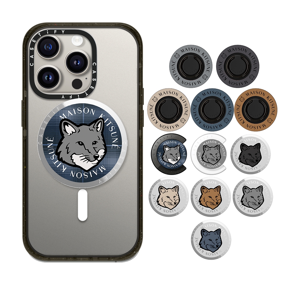 Maison Kitsune Fox ที่วางโทรศัพท์แม่เหล็กวงแหวนกลม หัวเข็มขัดถุงลมนิรภัย รองรับ MagSafe Universal