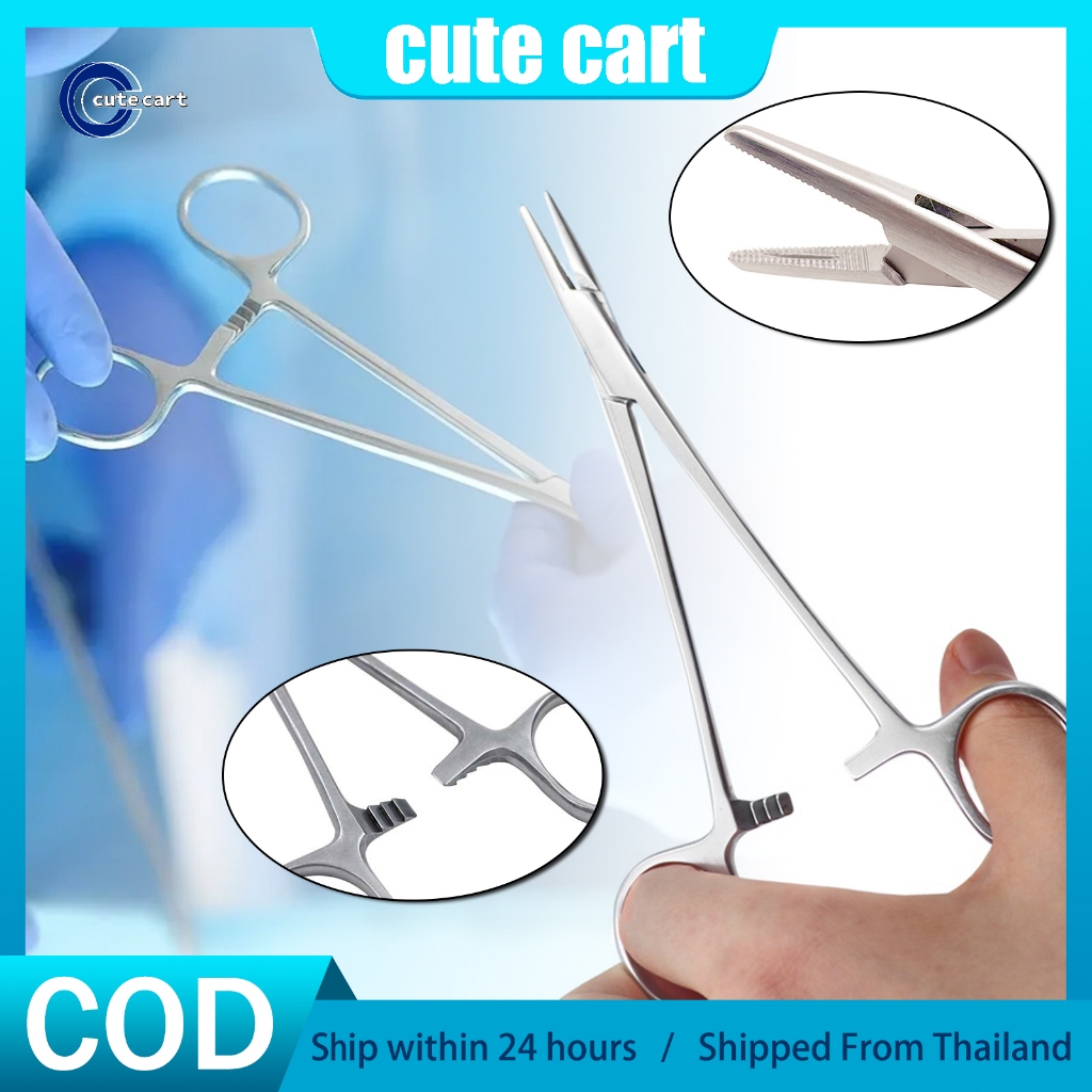 14 ซม./16 ซม./18 ซม.ผู้ถือเข็มสแตนเลส: คีมล็อคสําหรับเย็บผ้า, สัตวแพทย์ใช้, ต่างหูจับและตกปลา - ตรง/เคล็ดลับเทป
