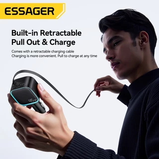 ESSAGER 45W สายแบบพับเก็บได้ + USB-A + TYPE-C ที่ชาร์จแบตในรถ