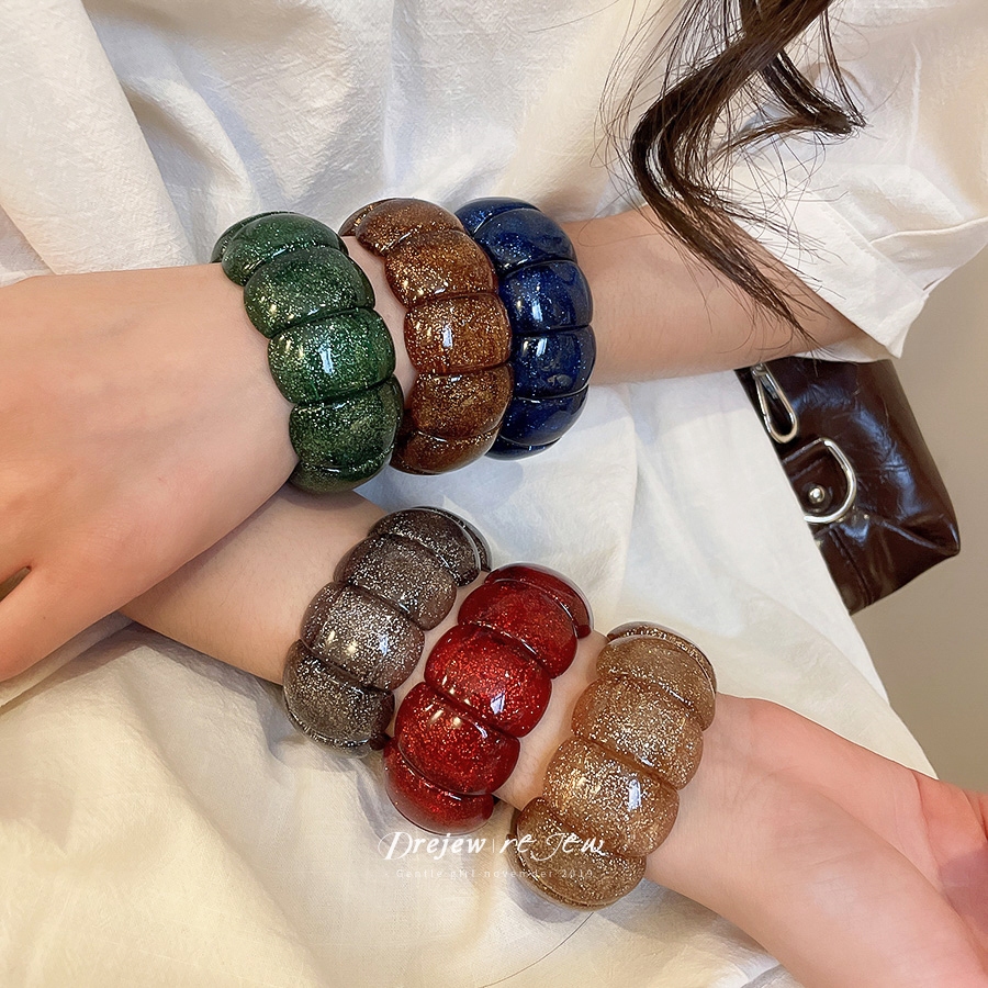 Dreejew สร้อยข้อมือเรซิ่นชุดสำหรับผู้หญิง สีสดใสและลายสวยงาม เหมาะสำหรับเครื่องประดับวินเทจและของขวัญ