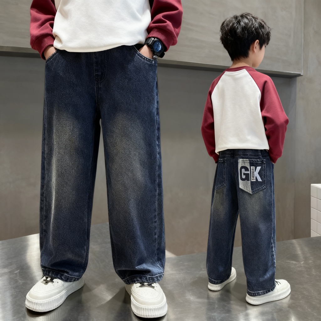 กางเกงยีนส์สำหรับเด็กผู้ชาย รุ่นใหม่ ผลิตจากผ้ายีนส์คุณภาพดี เลือกได้ทั้งสีเข้มและสีอ่อน ดีไซน์กว้างสบายพร้อมลายพิมพ์แฟชั่น ใส่สบาย เหมาะสำหรับเด็กผู้ชายใส่ในทุกๆ วัน - รูปที่ 6