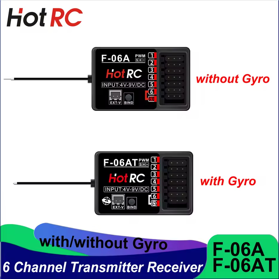HOTRC 6 ช่อง F-06A F-06AT 6CH Gyro 2.4 Ghz Receiver RC รุ่นอะไหล่สําหรับรีโมทคอนโทรลเครื่องส่งสัญญาณ RC รถเรือถังของเล่น