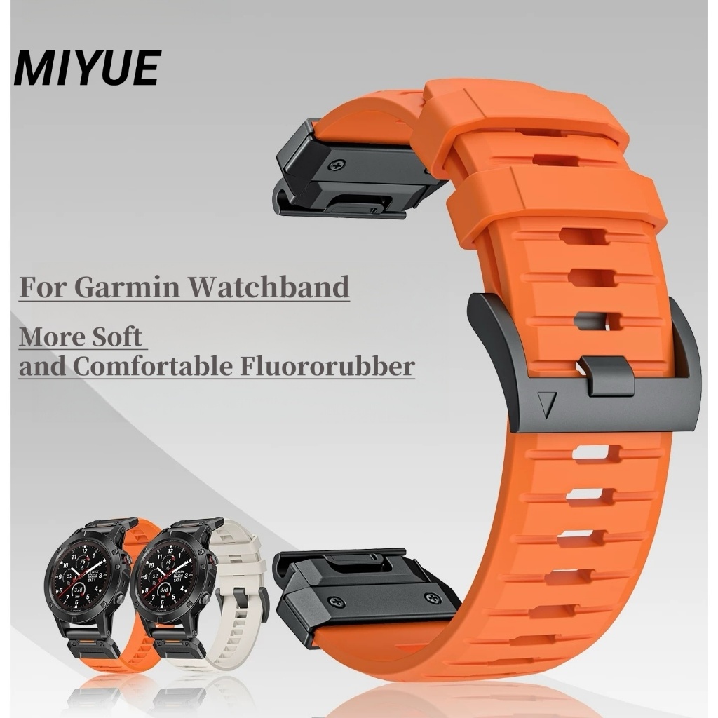 Fluororubber สําหรับ Garmin Fenix E/8/7X/6X/Tactix8 สายนาฬิกา Forerunner 970/965/955/265 Quick Release Band สําหรับ Instinct 3/2X เปลี่ยนสร้อยข้อมือ Garmin นาฬิกาสายรัดข้อมือ