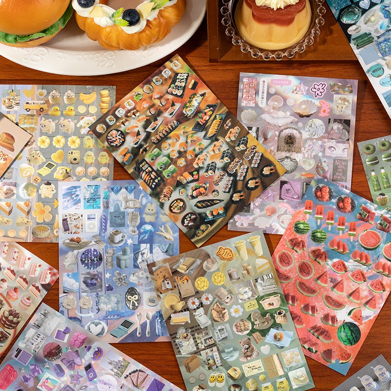 สมุดสติกเกอร์ Maple Story ธีม Wind Chime Dream วัสดุฟิล์มประกายระยิบ เหมาะสําหรับตกแต่ง DIY สมุดไดอารี่ และงานคอลลาจ - รูปที่ 5