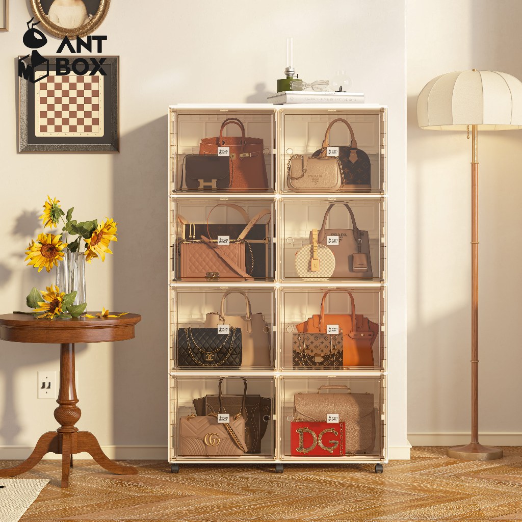 ANTBOX ตู้เก็บกระเป๋า  [สินค้าใหม่✨พร้อมส่ง!!] 8 ช่อง โชว์กระเป๋า ตู้เก็บของ โชว์ของเอนกประสงค์ ติดต