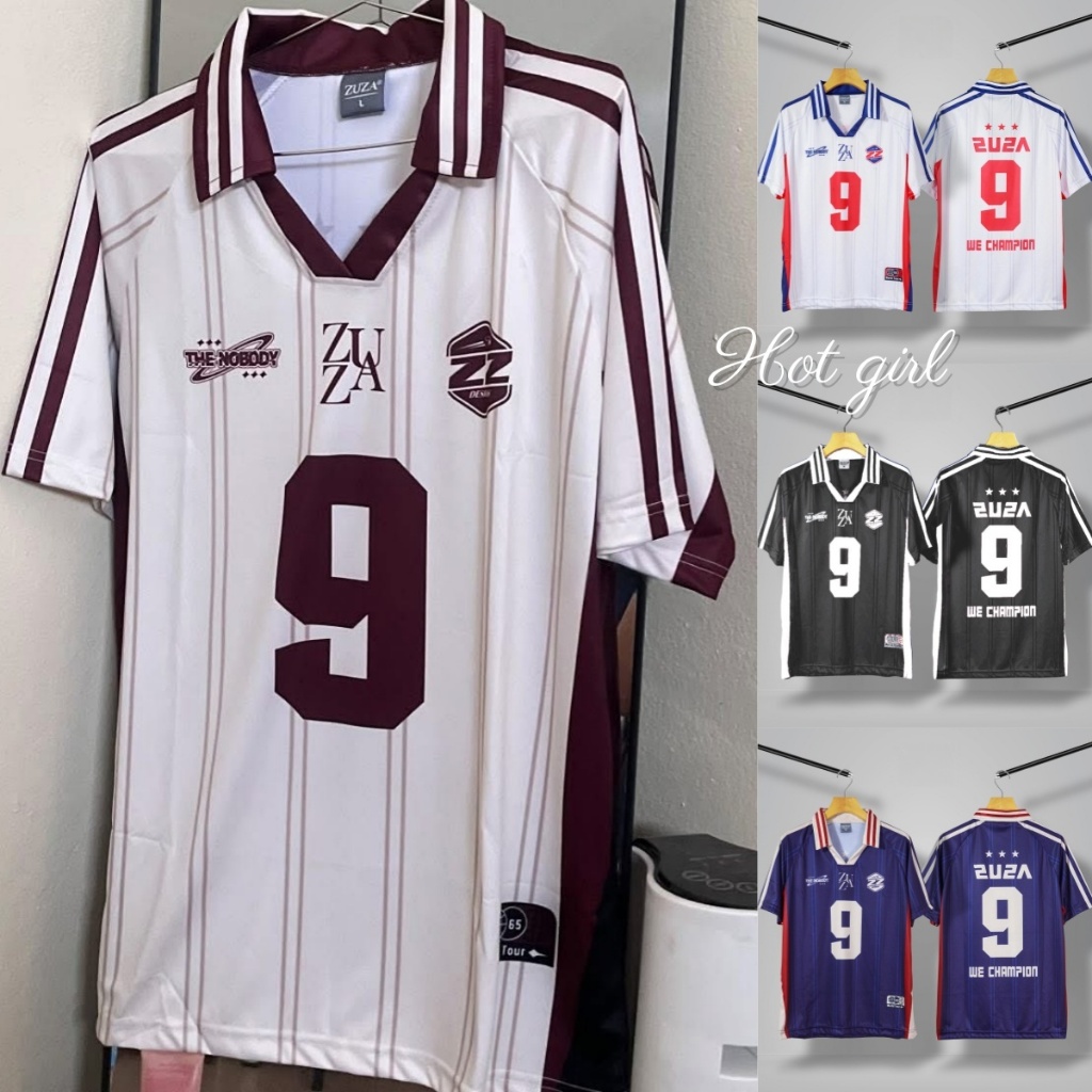 💞ส่งไวจากไทย💞ZUZA 9 JERSEY l เสื้อโปโลคอปก แขนสั้น คอวี ทรงหลวม ยูนิเซ็กส์ ผ้านุ่มลื่นสวมใส่สบาย